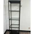 Black Metal Display Stand Bookcase with Square Glass Shelves